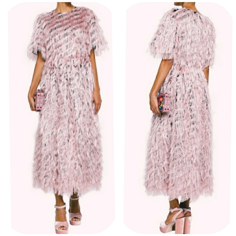 DOLCE & GABBANA Fringed fil coupé organza  dress - Picture 3 of 8